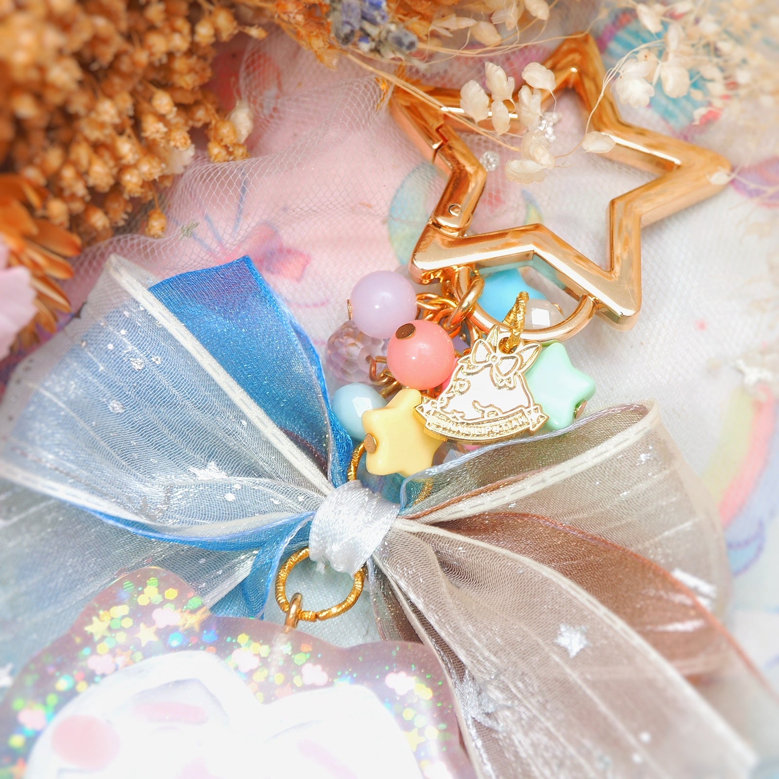 Rainbow Sky Glow Boba Belly Chunky Charm (Glowing, Clear back)