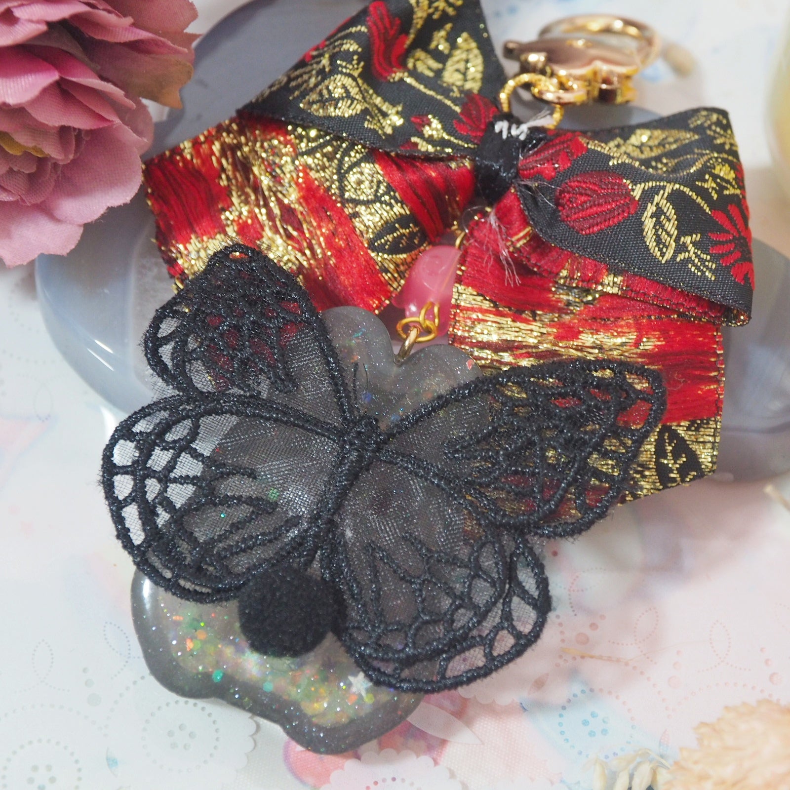 Viola Fairy Bun with Embroidered Floral Bow
