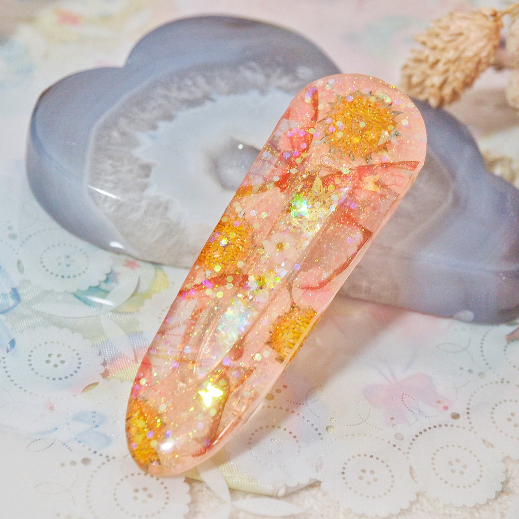Butterfly Glass Floral Shaker Barette (Teardrop)