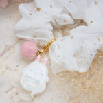 White Ghostie Bun Charm with White Starry Scrunchie (Glows)