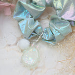 Clear Greenish Ghostie Bun Charm with Holo Scrunchie (Glows)
