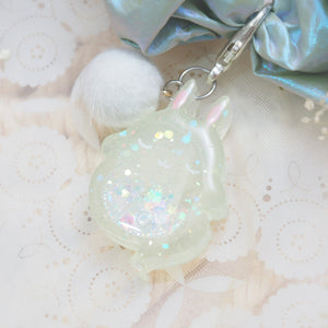 Clear Greenish Ghostie Bun Charm with Holo Scrunchie (Glows)