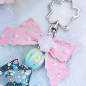 Shiba Charm with handpainted bead (Black)
