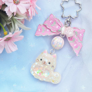 Shiba Charm with handpainted bead (Light)