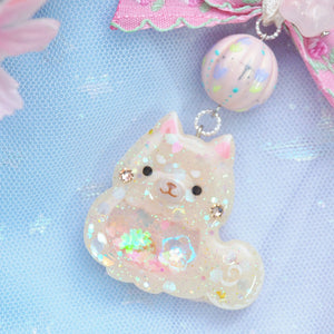 Shiba Charm with handpainted bead (Light)