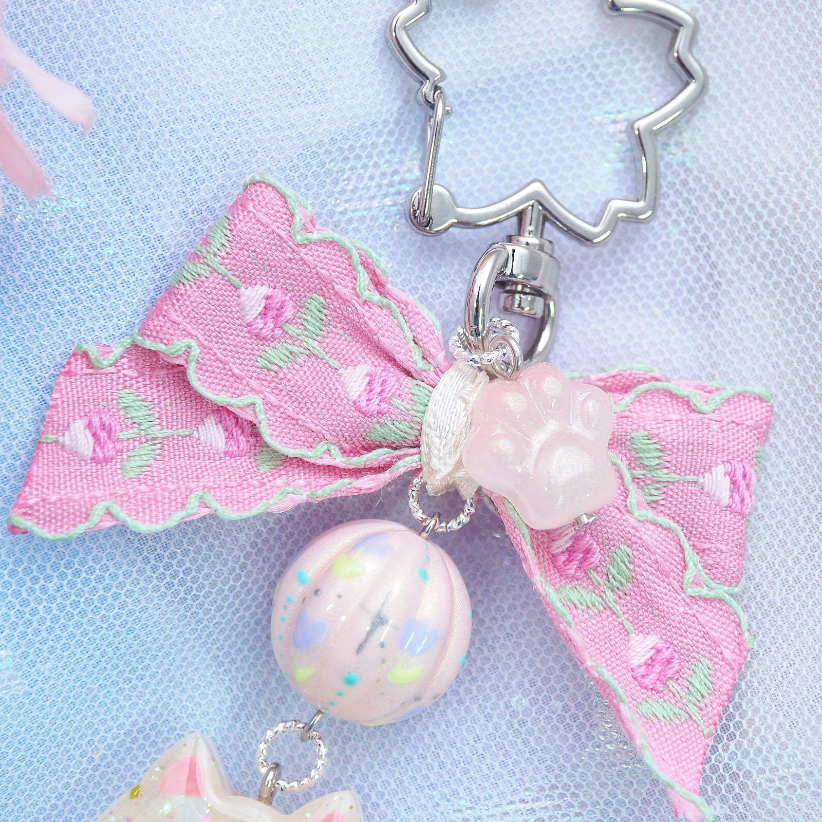 Shiba Charm with handpainted bead (Light)