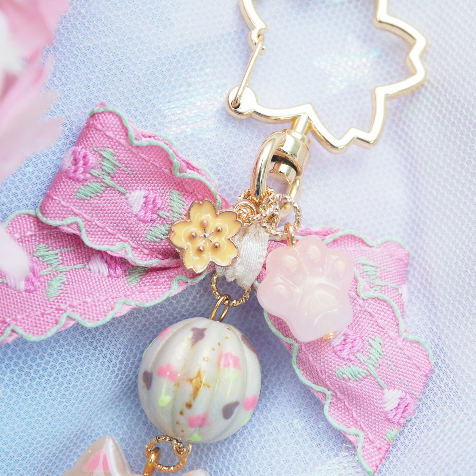 Shiba Charm with handpainted bead (Tan)