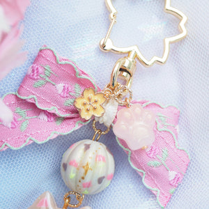 Shiba Charm with handpainted bead (Tan)