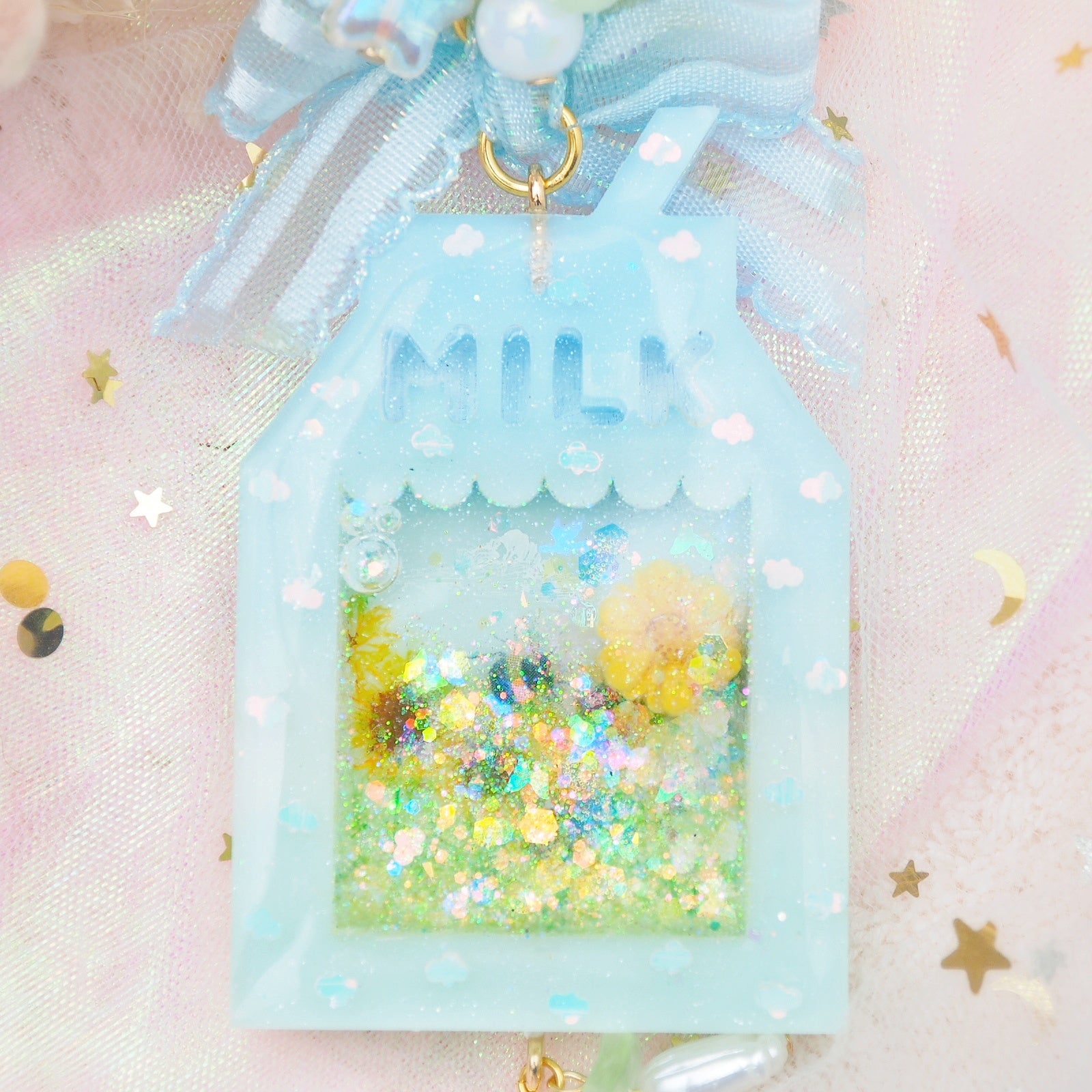 Sunflower Milk Carton Charm