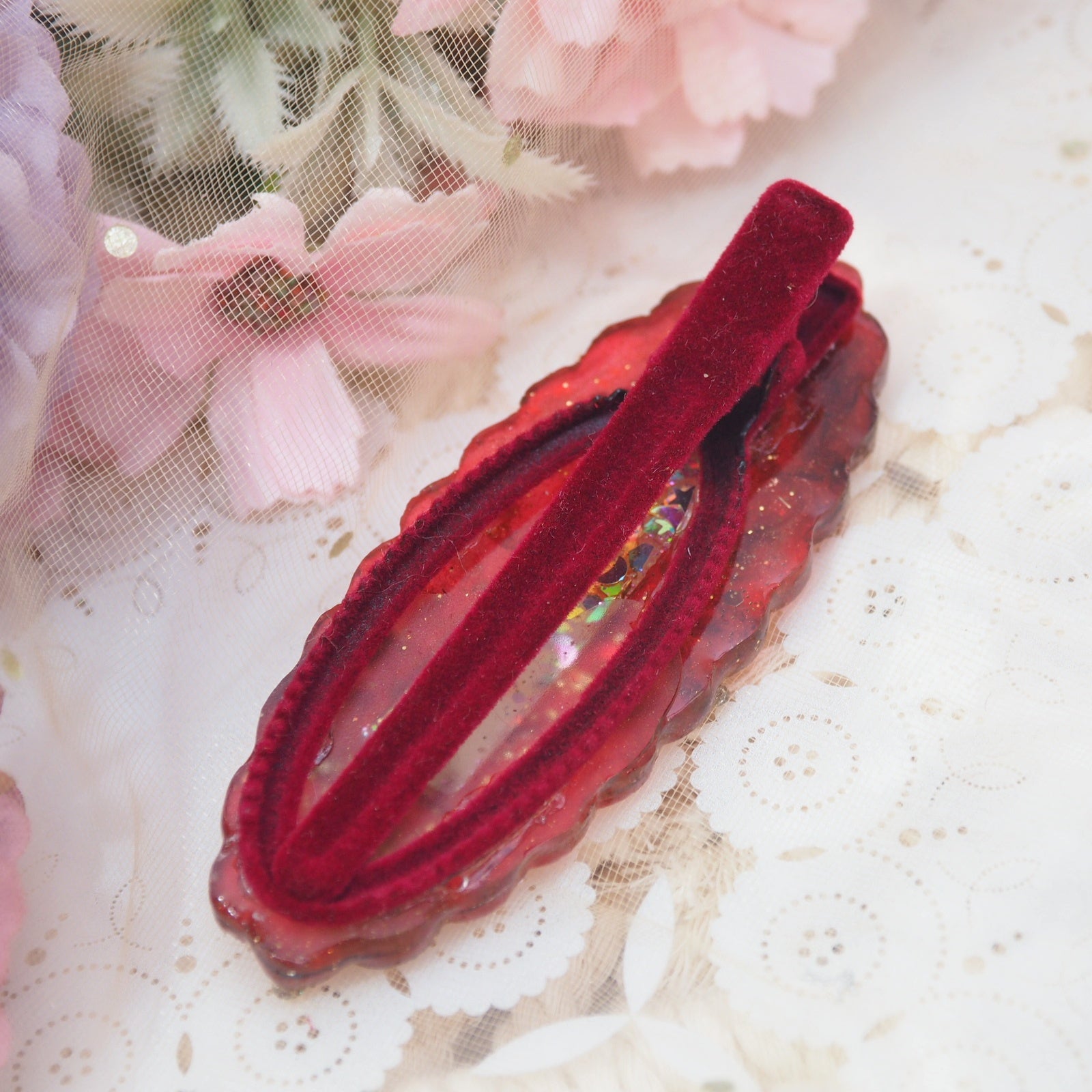 Forbidden Love Red Velvet Shaker Barette (Cloud)