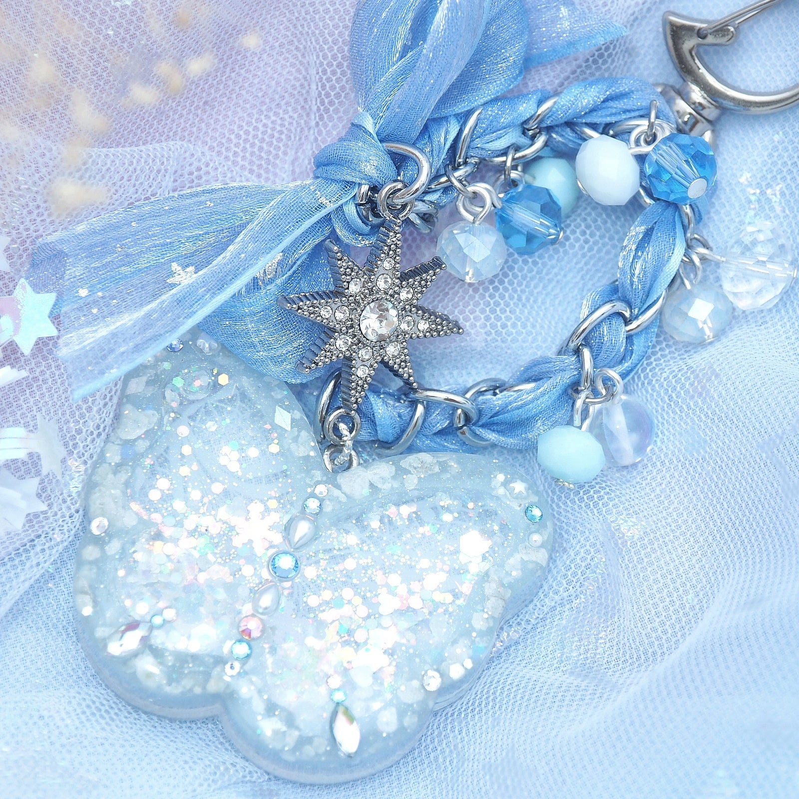 Dream Lace Butterfly with braided chain (Ice Blue)