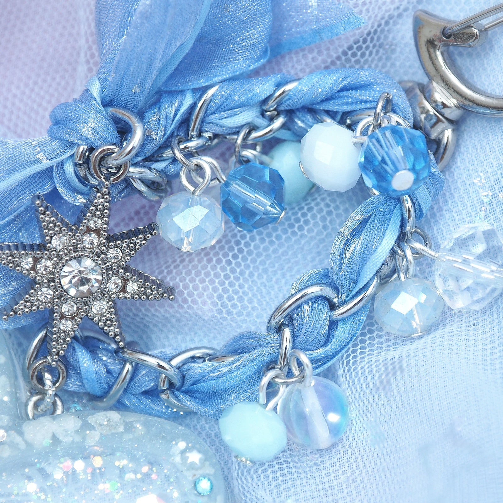 Dream Lace Butterfly with braided chain (Ice Blue)