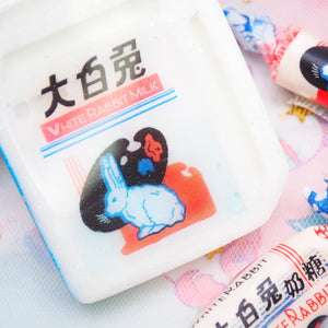 White Rabbit Carton Charm (with boba)