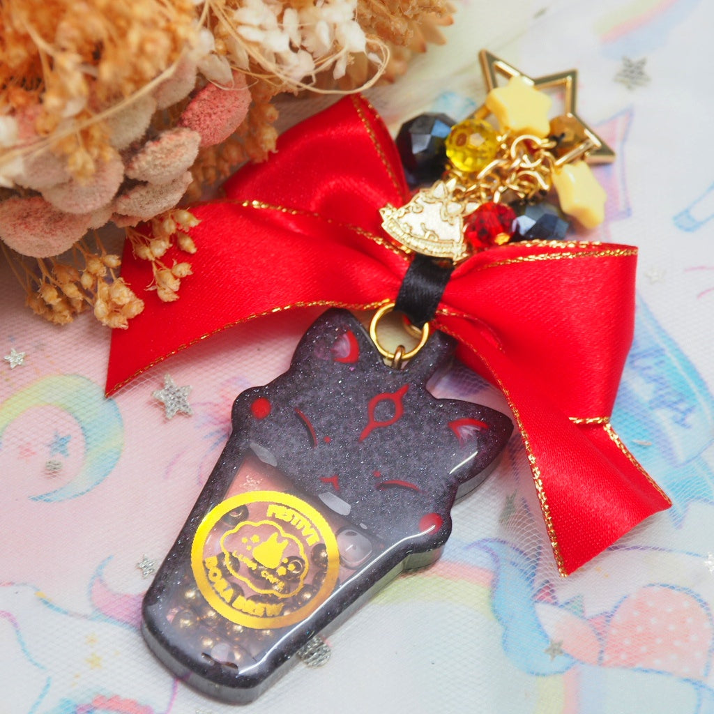 Kawaii Dark Ookami Boba Shaker Charm (Smol)