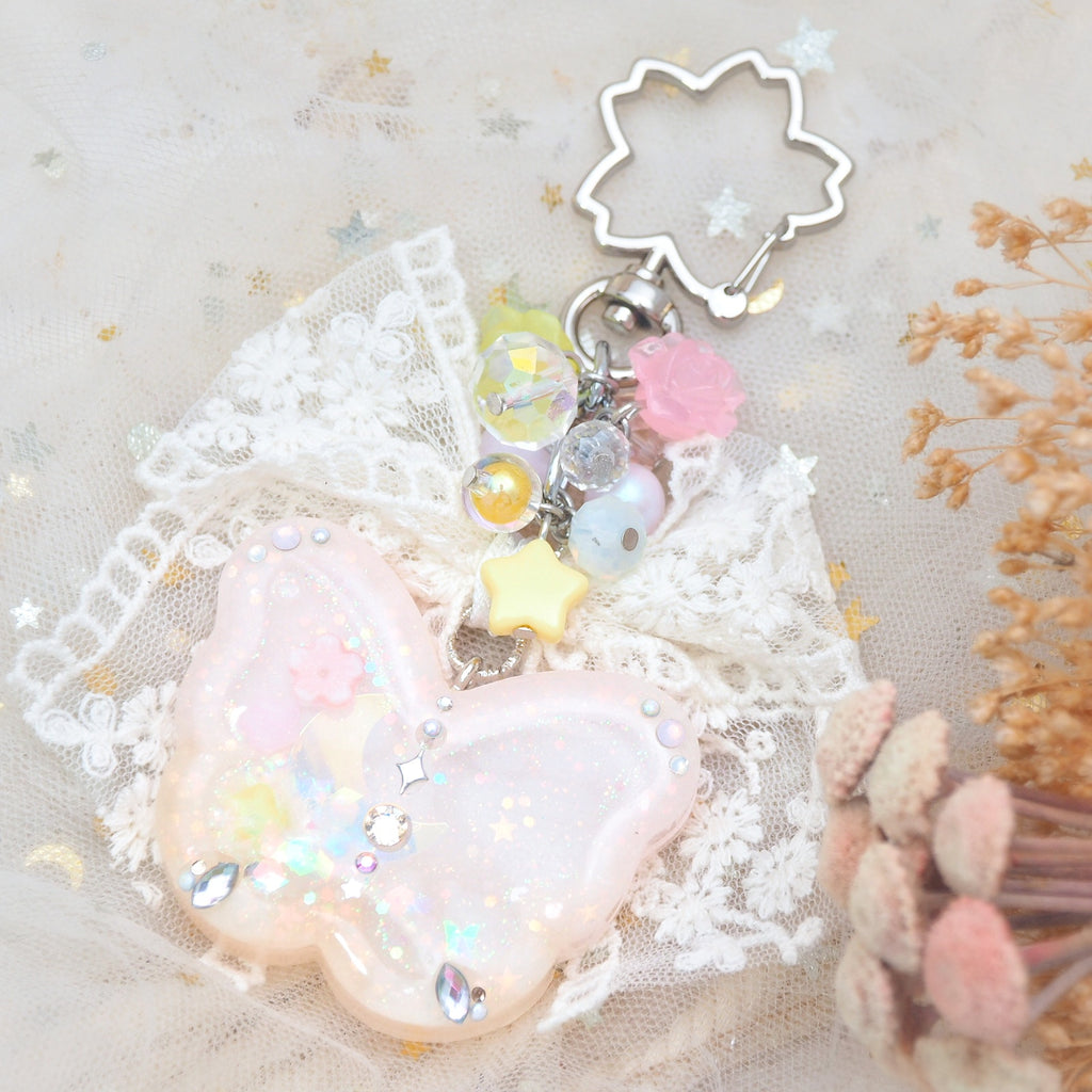 Pink-Peach Bejewelled Butterfly Charm