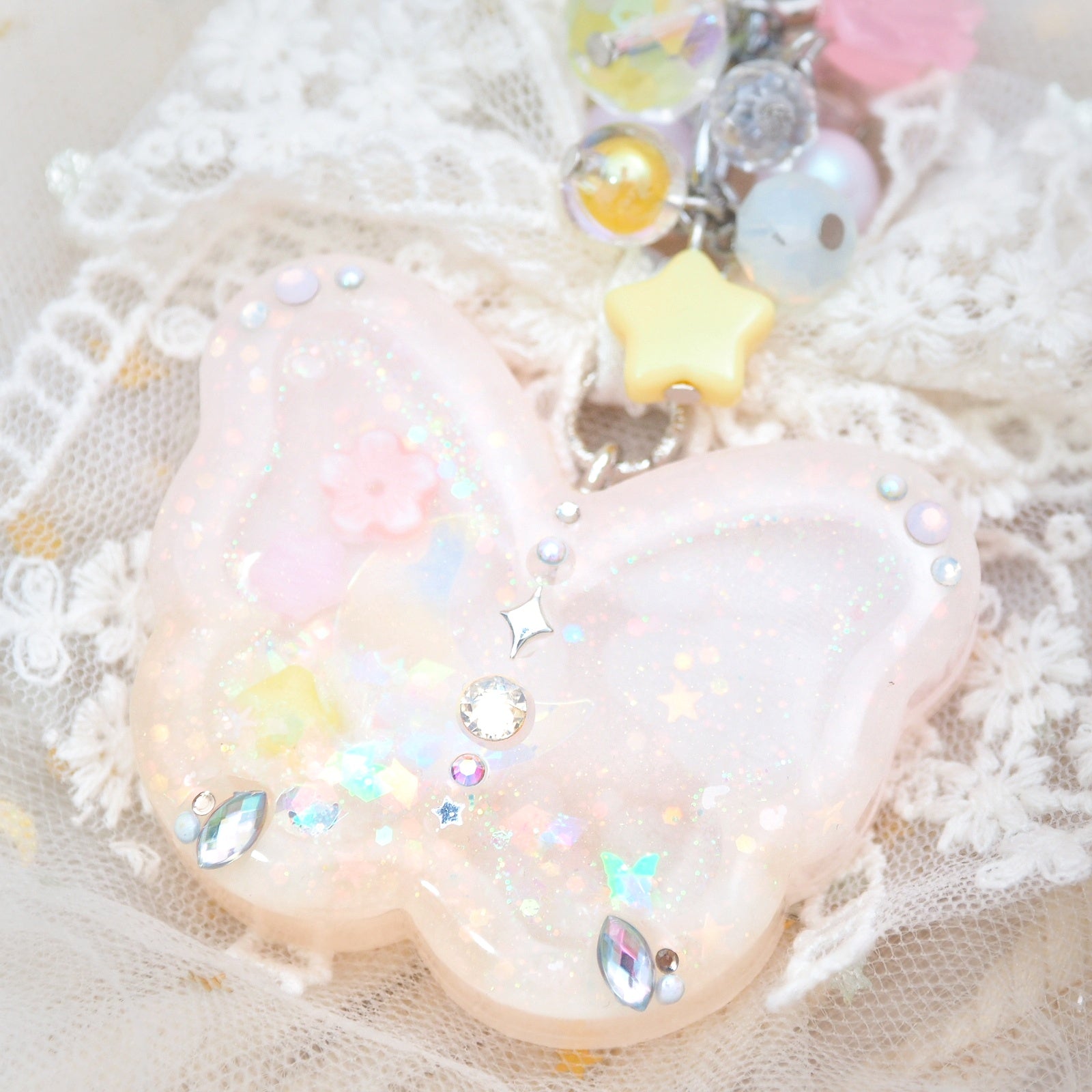 Pink-Peach Bejewelled Butterfly Charm