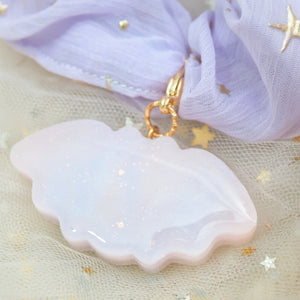 Marble Bat Charm with Lilac Starry Scrunchie (Glows)