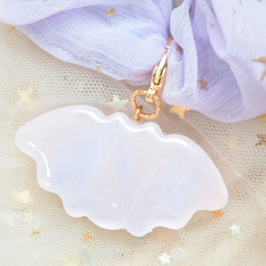 Marble Bat Charm with Lilac Starry Scrunchie (Glows)