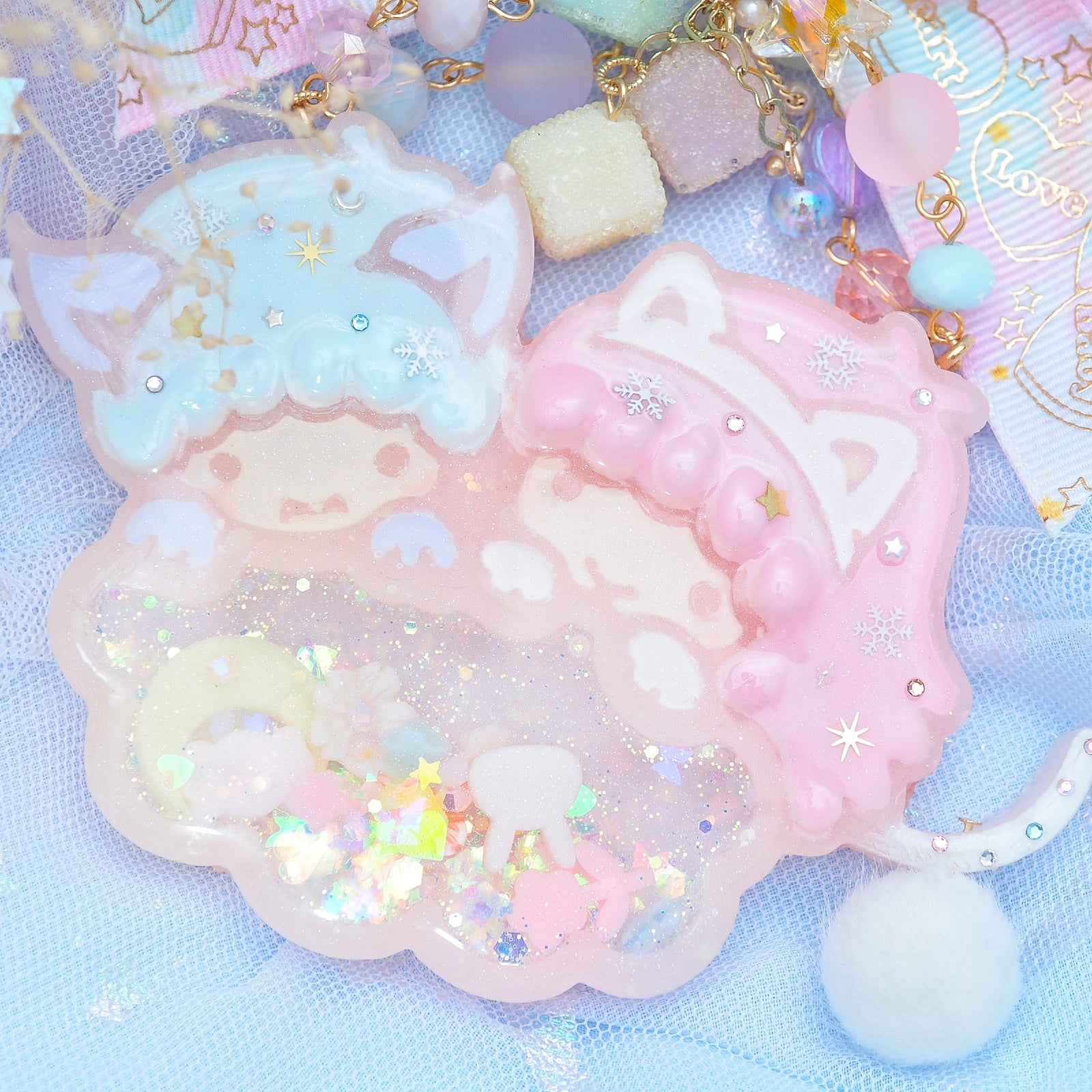 Pastel Puffs Dreamy Twin Stars Charm