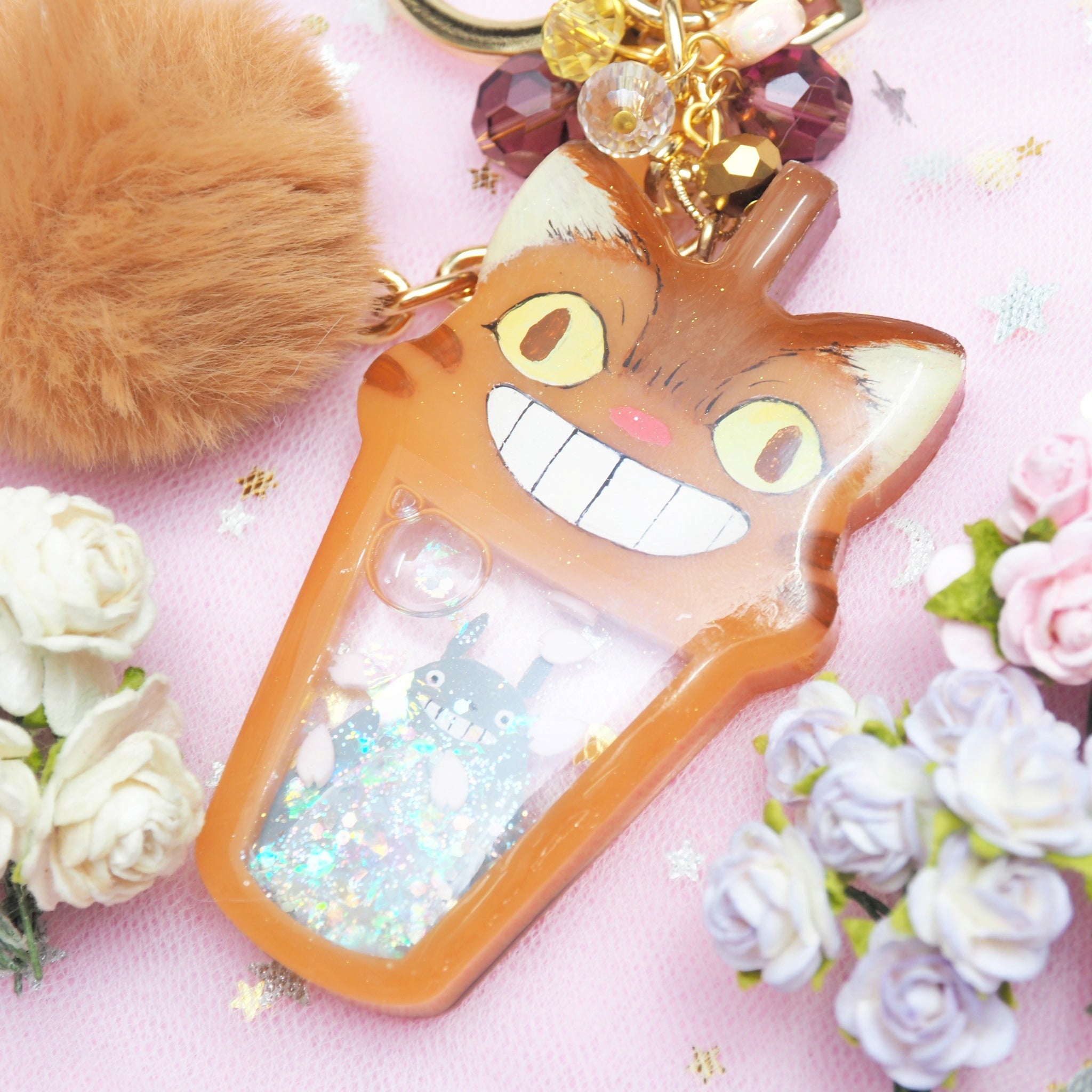 Cat Bus with Totoro aboard Cup Shaker Charm (Big)
