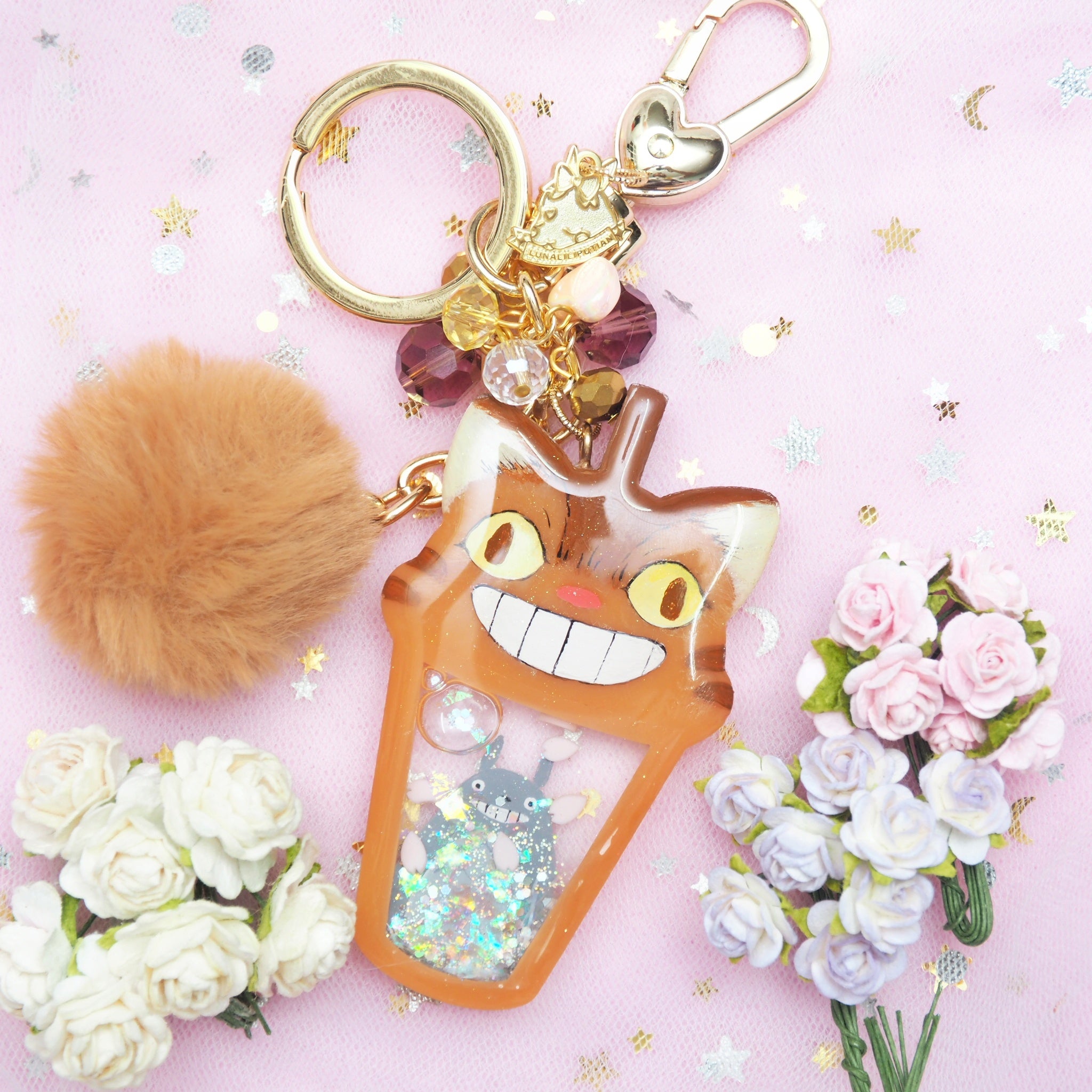Cat Bus with Totoro aboard Cup Shaker Charm (Big)