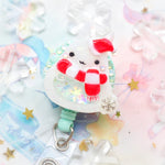 Winter Hat Bun Badge Reel (Red and White)