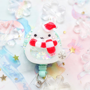 Winter Hat Bun Badge Reel (Red and White)