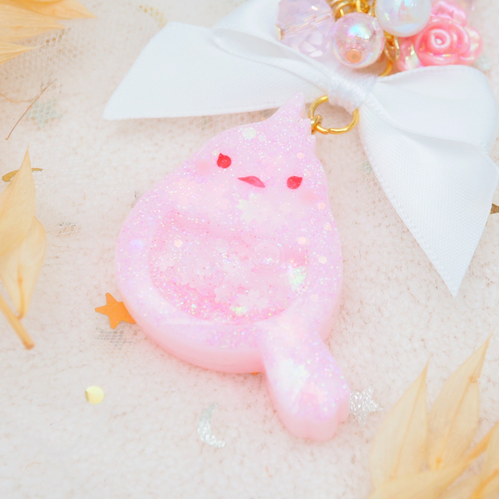 Little Pink Birb Charm (Gold)