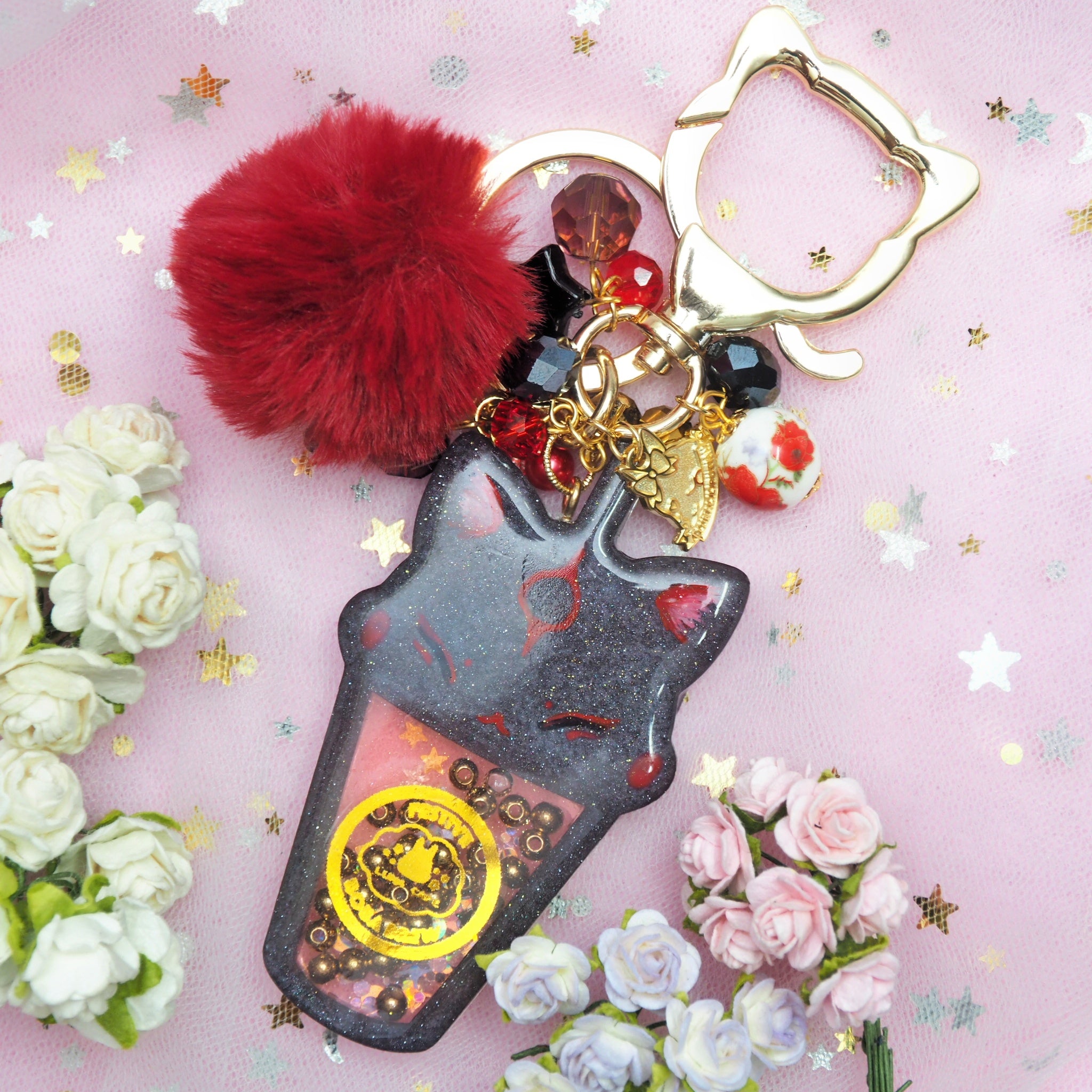 Kawaii Dark Ookami Boba Shaker Charm (Big)