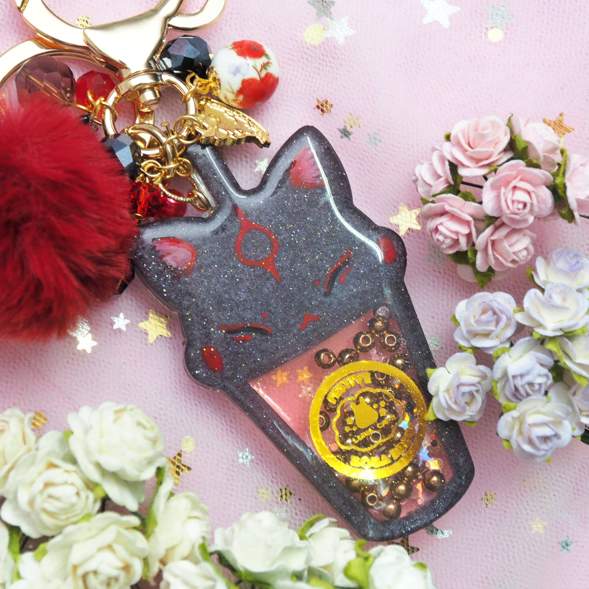 Kawaii Dark Ookami Boba Shaker Charm (Big)