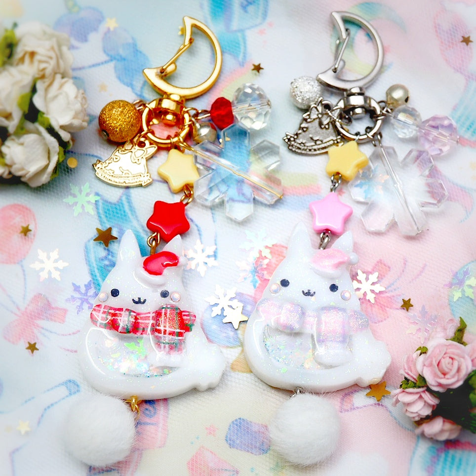 Red Plaid Scarf Winter Bun Charms