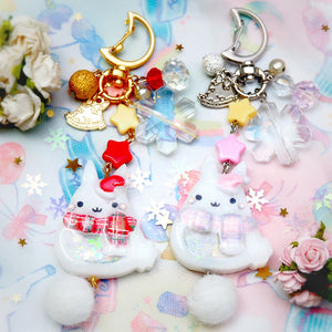Red Plaid Scarf Winter Bun Charms