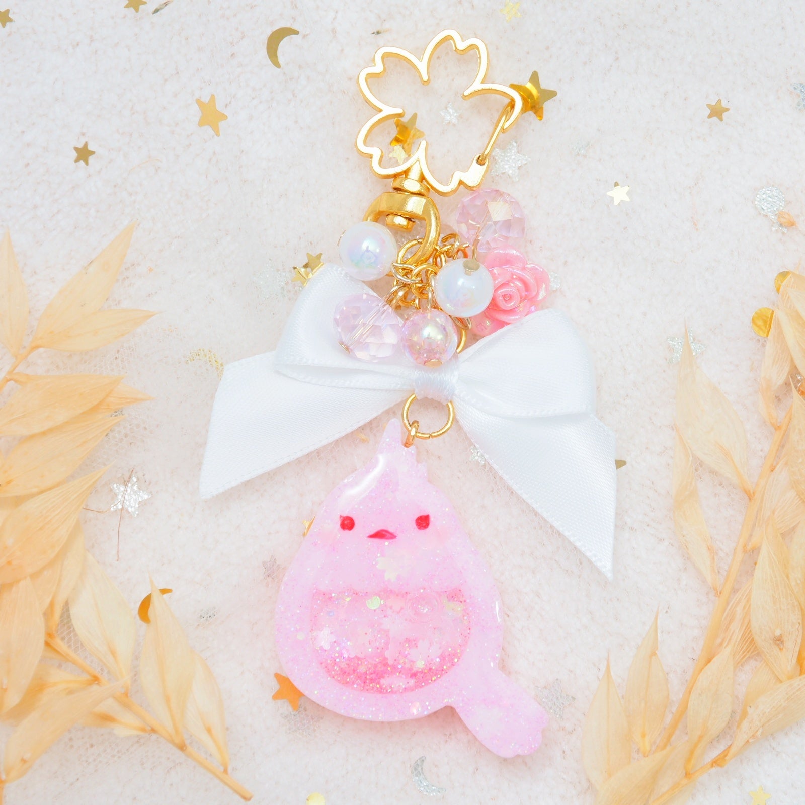 Little Pink Birb Charm (Gold)