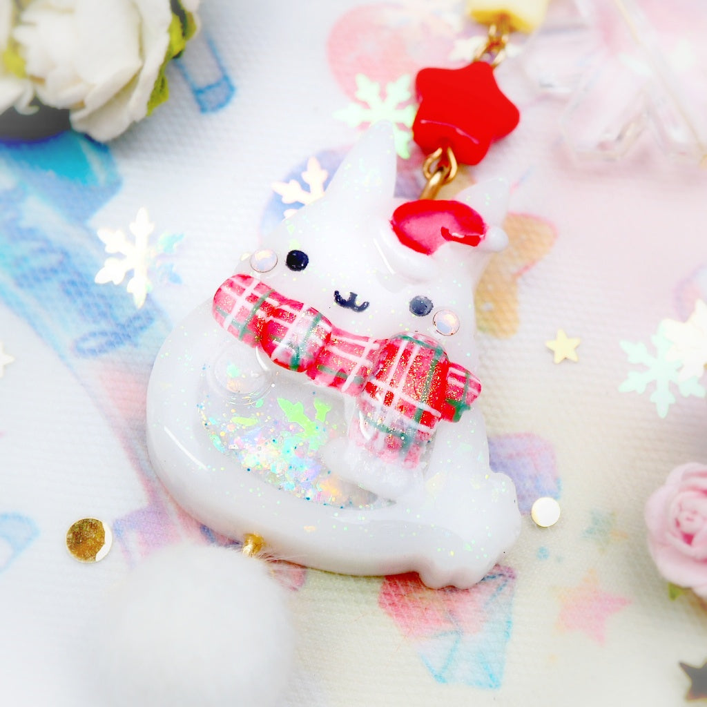 Red Plaid Scarf Winter Bun Charms