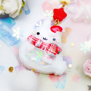 Red Plaid Scarf Winter Bun Charms