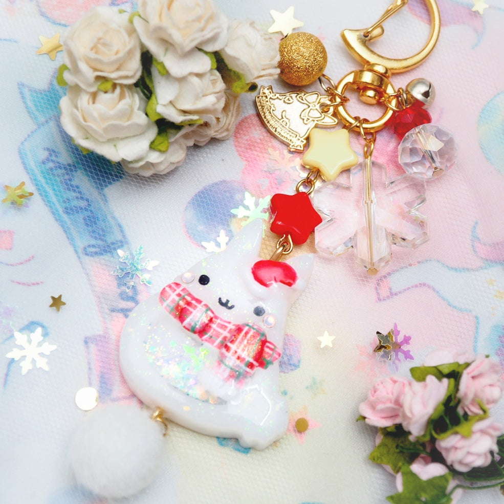 Red Plaid Scarf Winter Bun Charms