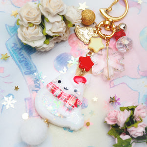 Red Plaid Scarf Winter Bun Charms