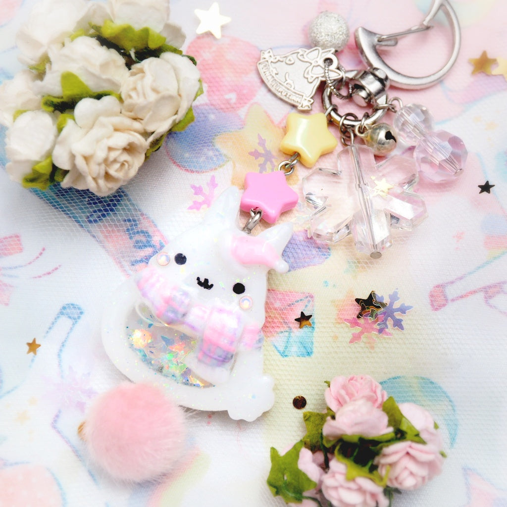 Pastel Plaid Scarf Winter Bun Charms
