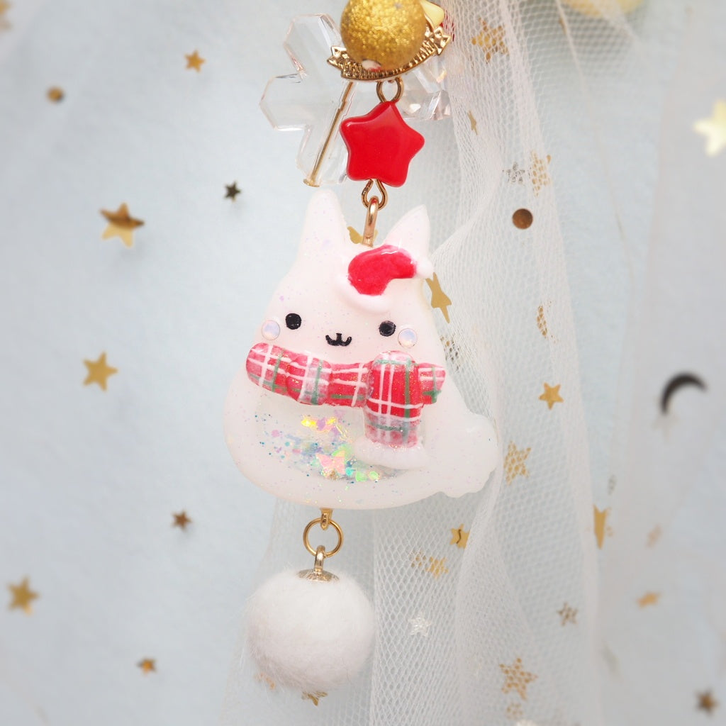 Red Plaid Scarf Winter Bun Charms