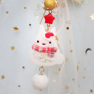 Red Plaid Scarf Winter Bun Charms