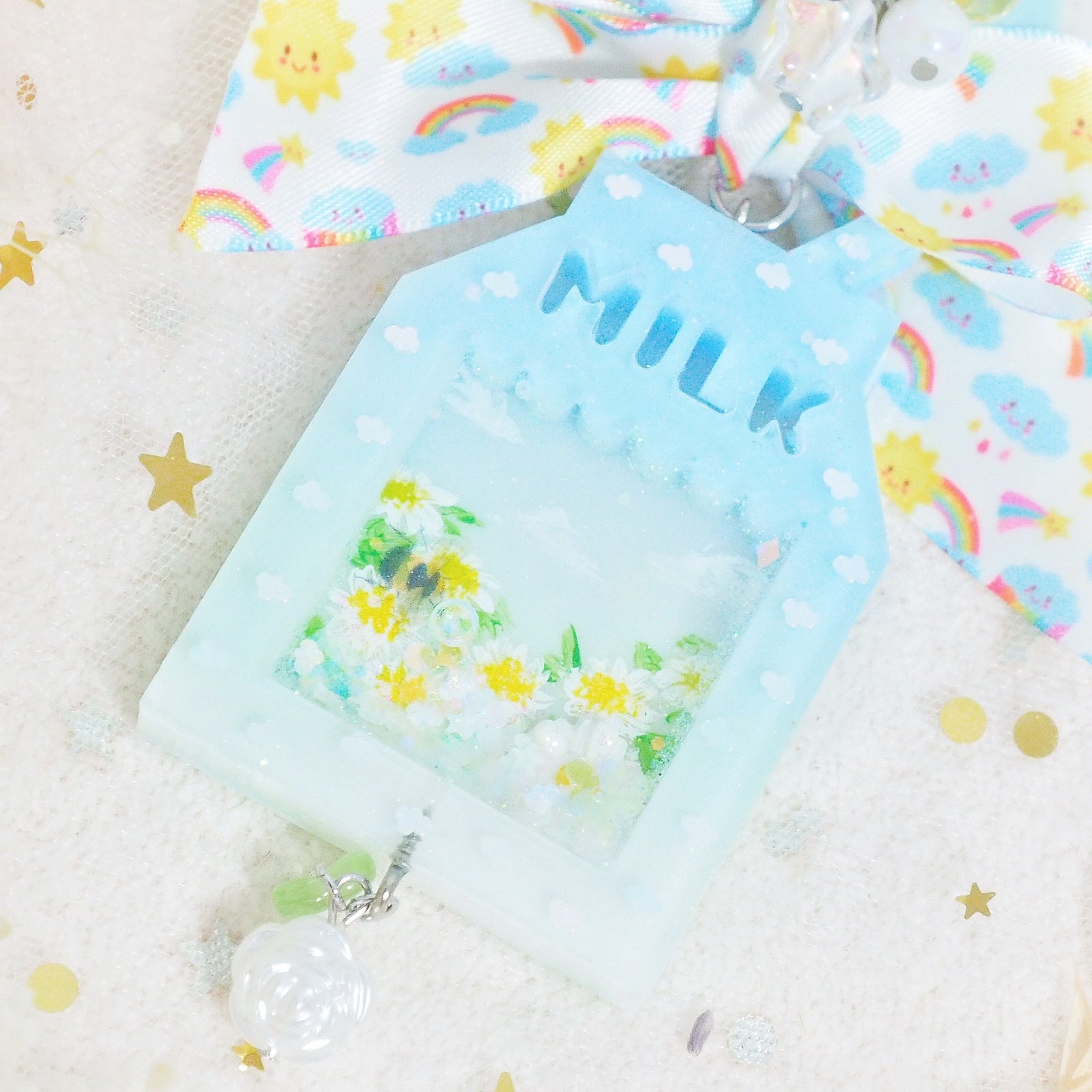 Daisy Milk Carton Charm