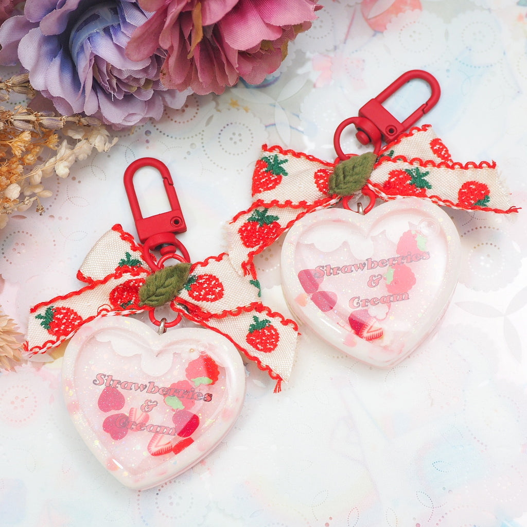 Strawberries & Cream Heart Charm V.2