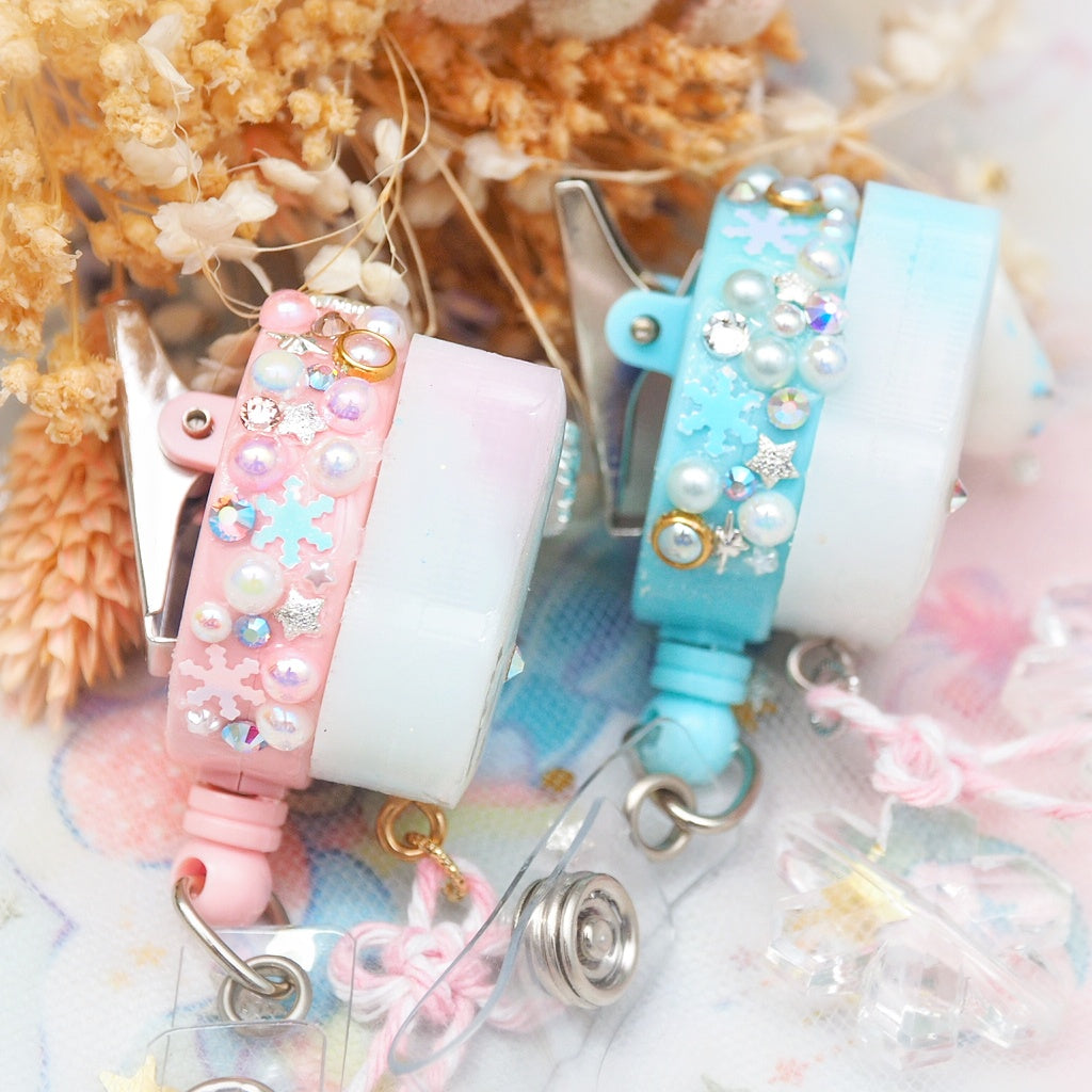 Winter Kitsune Badge Reel (blue)