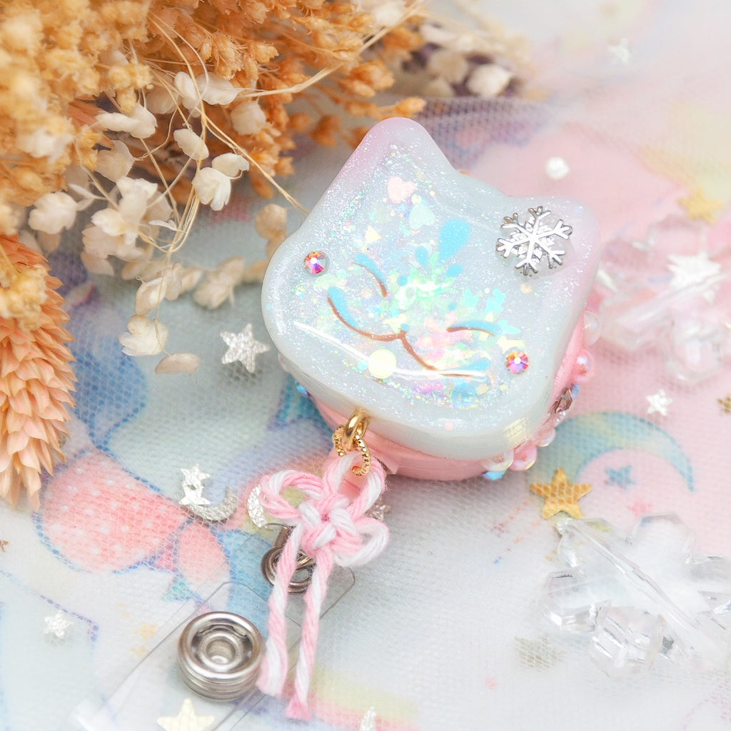 Winter Kitsune Badge Reel (Pink)