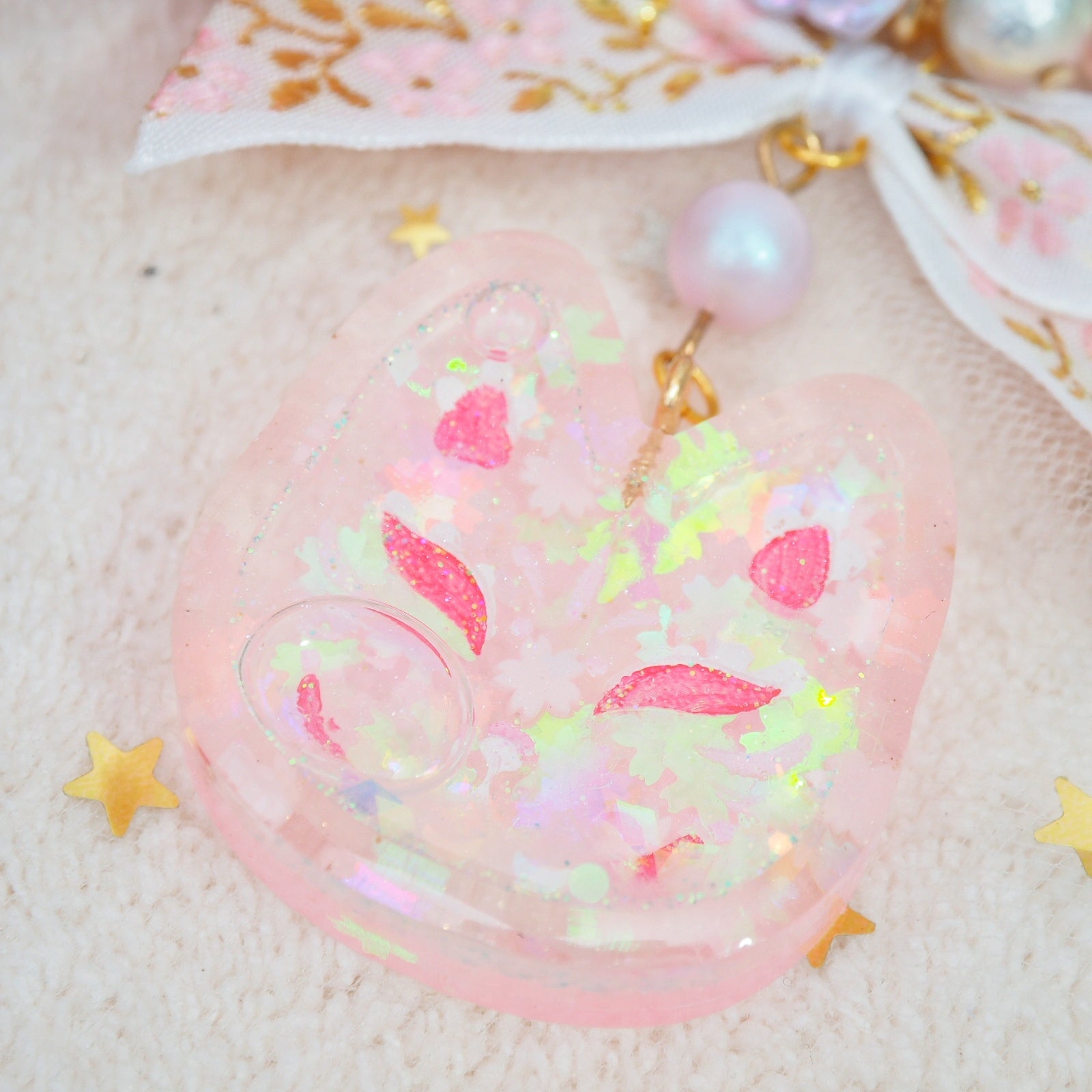 Painted Sakura Infused Kitsune Charm