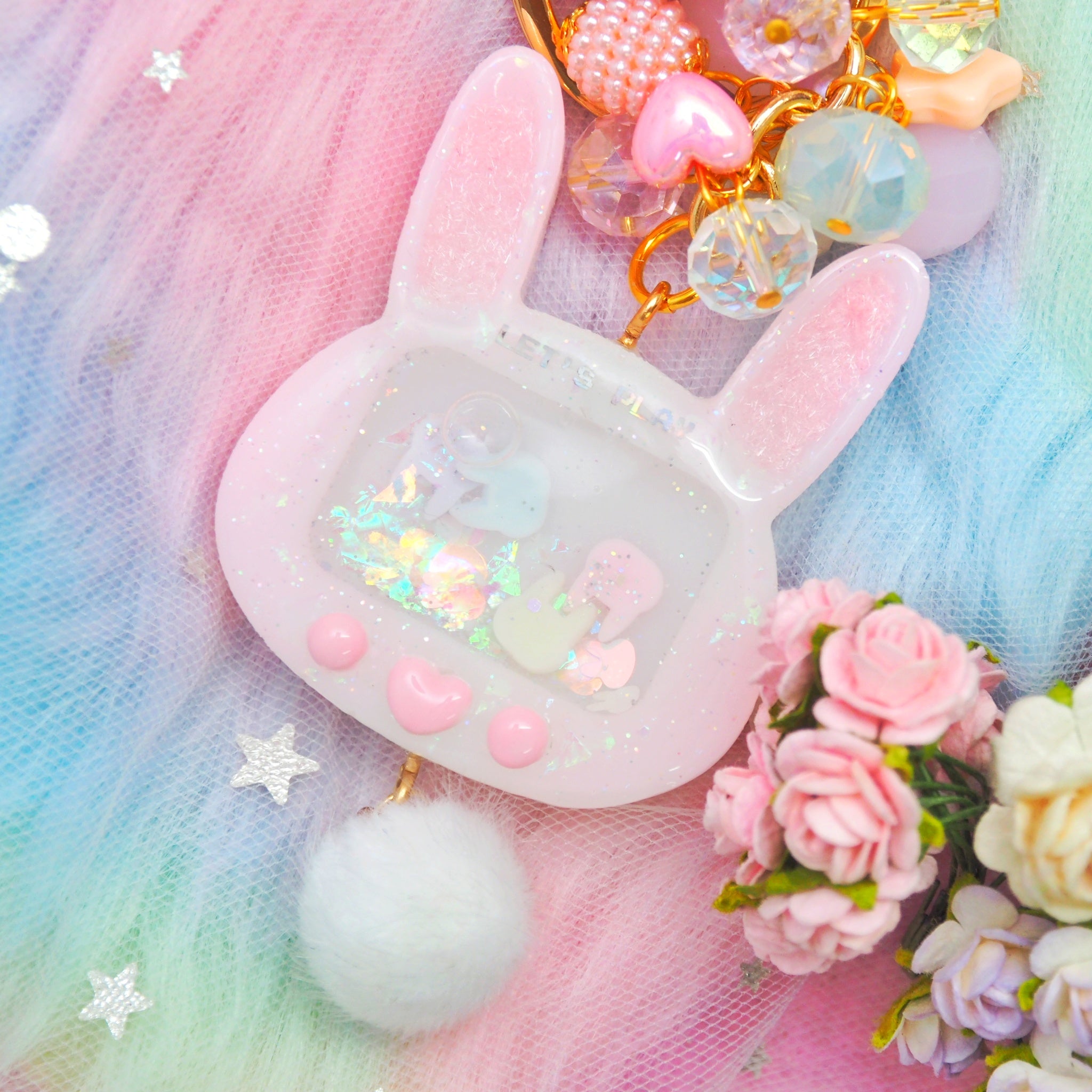 Pink Fuwafuwa Bunny Tama with Pink Buttons