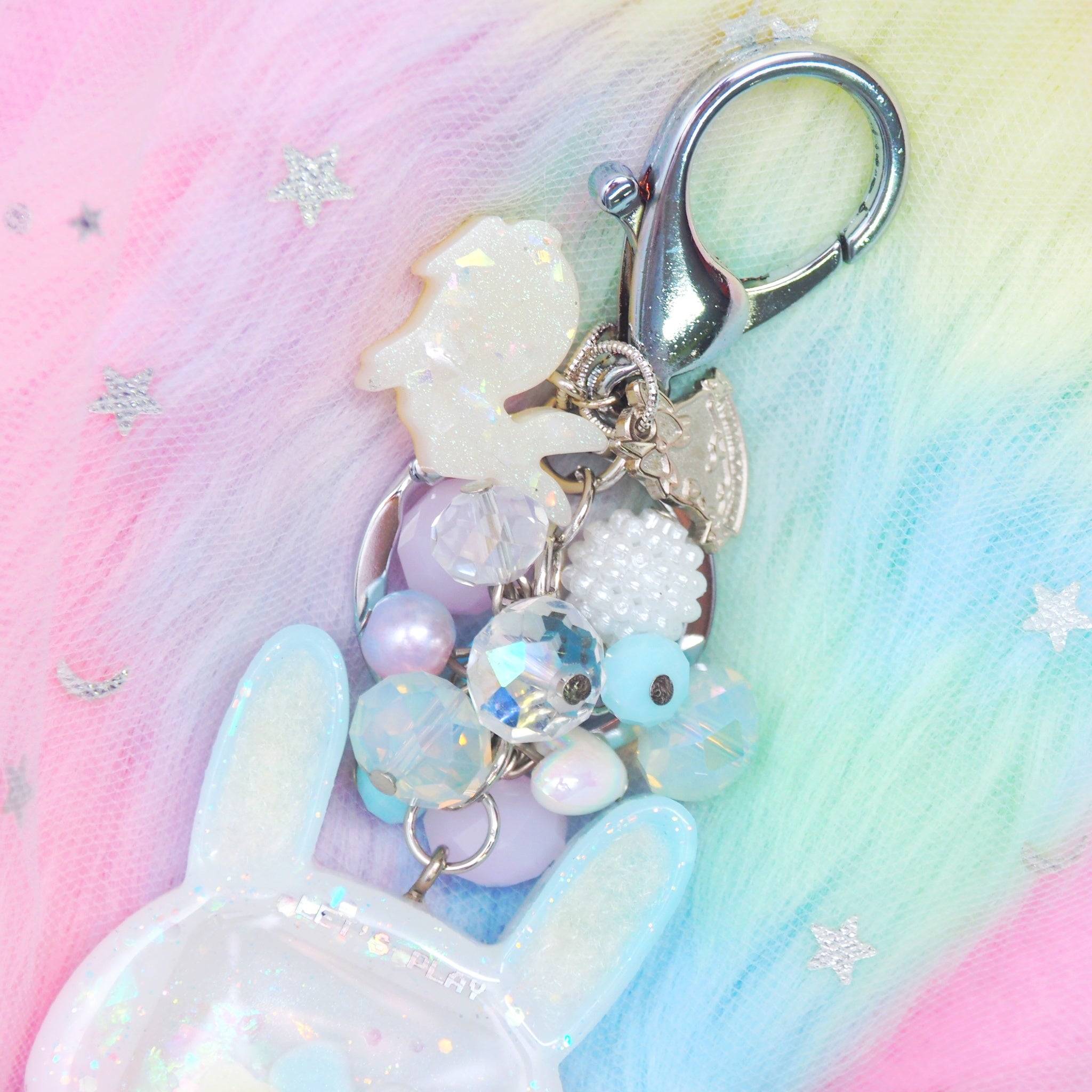 Blue Fuwafuwa Bunny Tama with Colourful Buttons