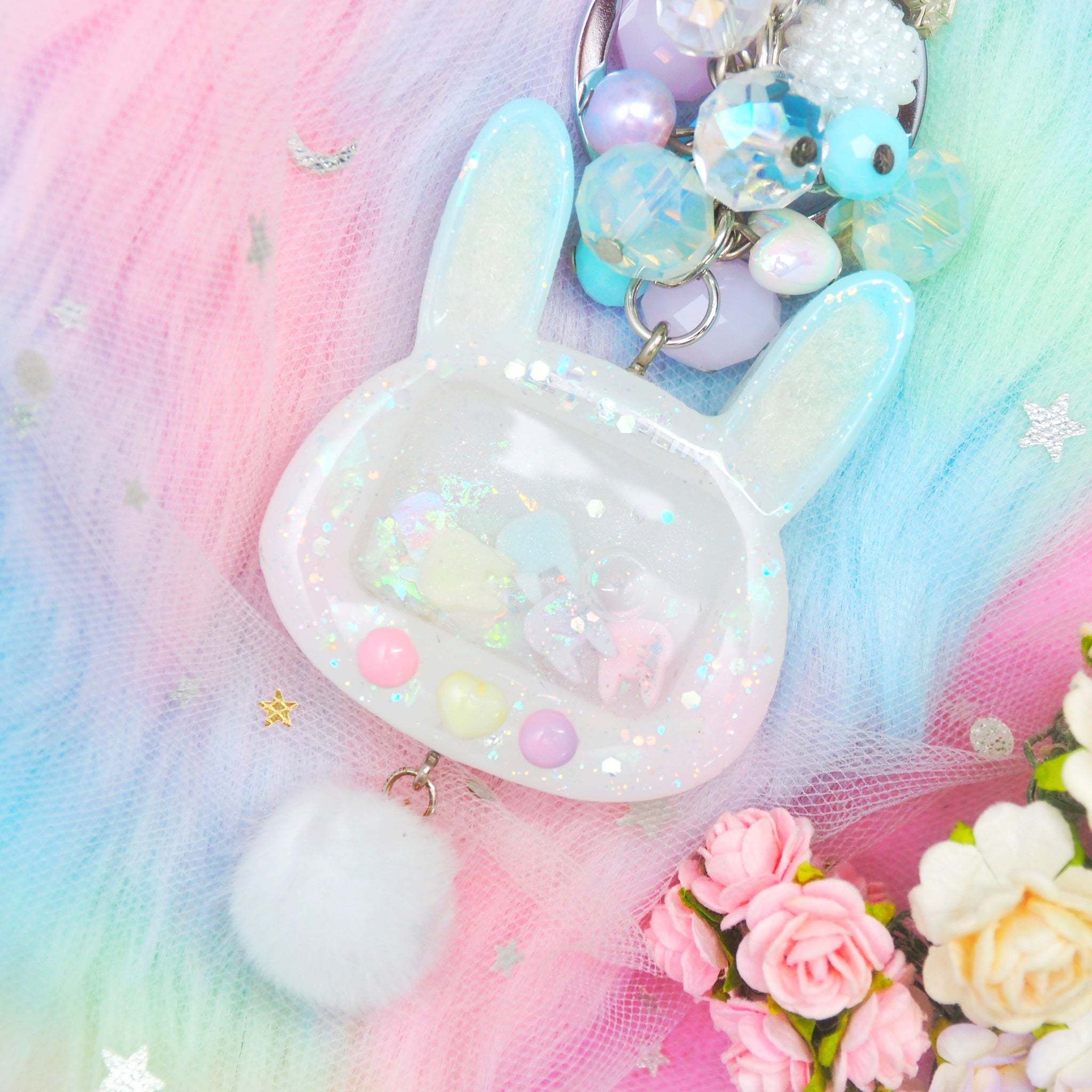Blue Fuwafuwa Bunny Tama with Colourful Buttons