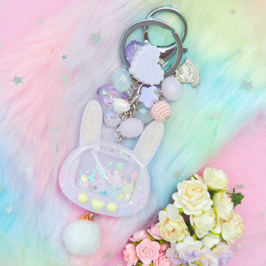 Purple Fuwafuwa Bunny Tama with Purple Buttons