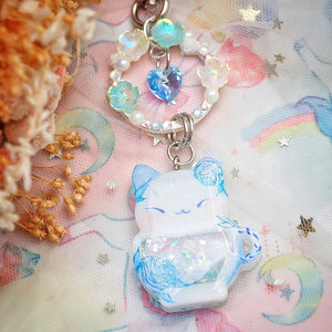 Blue Porcelain Teacat Charm
